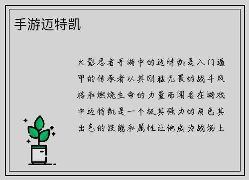 手游迈特凯